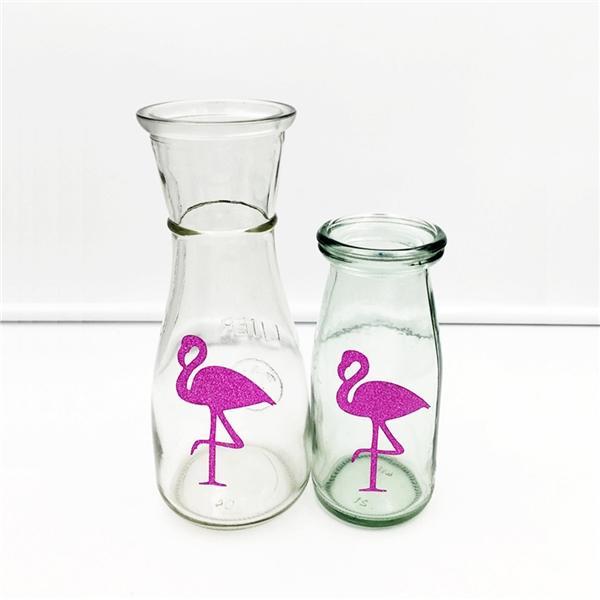 12 Pcs Pink Flamingo Stickers Wall Decals Window Stickers Printing With Glitter
