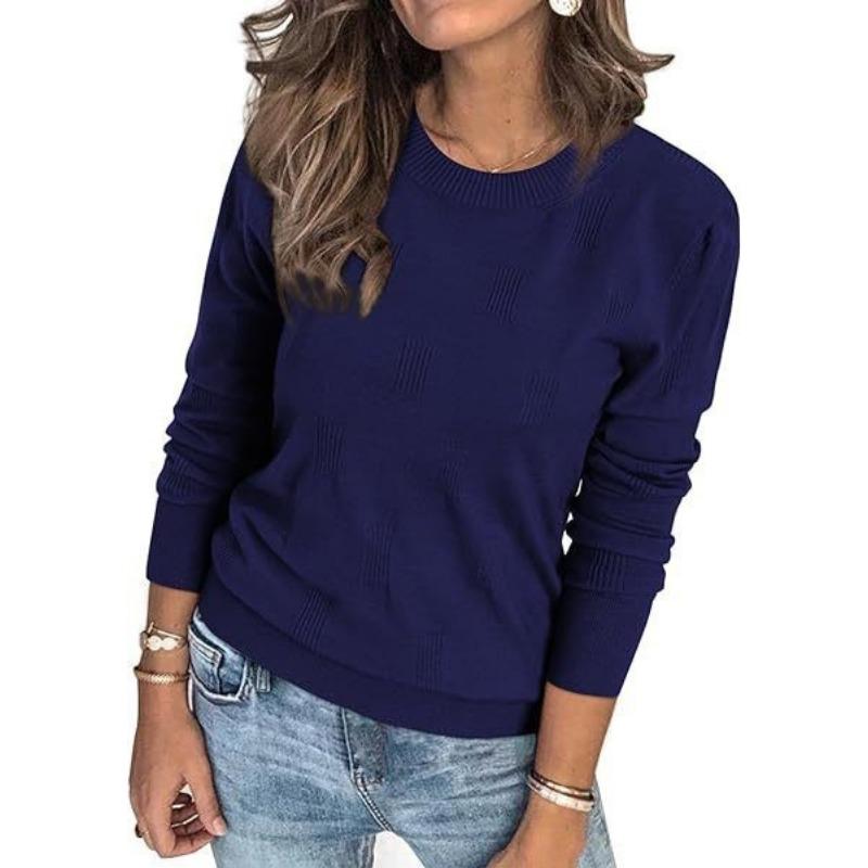Women S Long Sleeve Round Neck Pullover Knit Sweater Casual Fall Winter