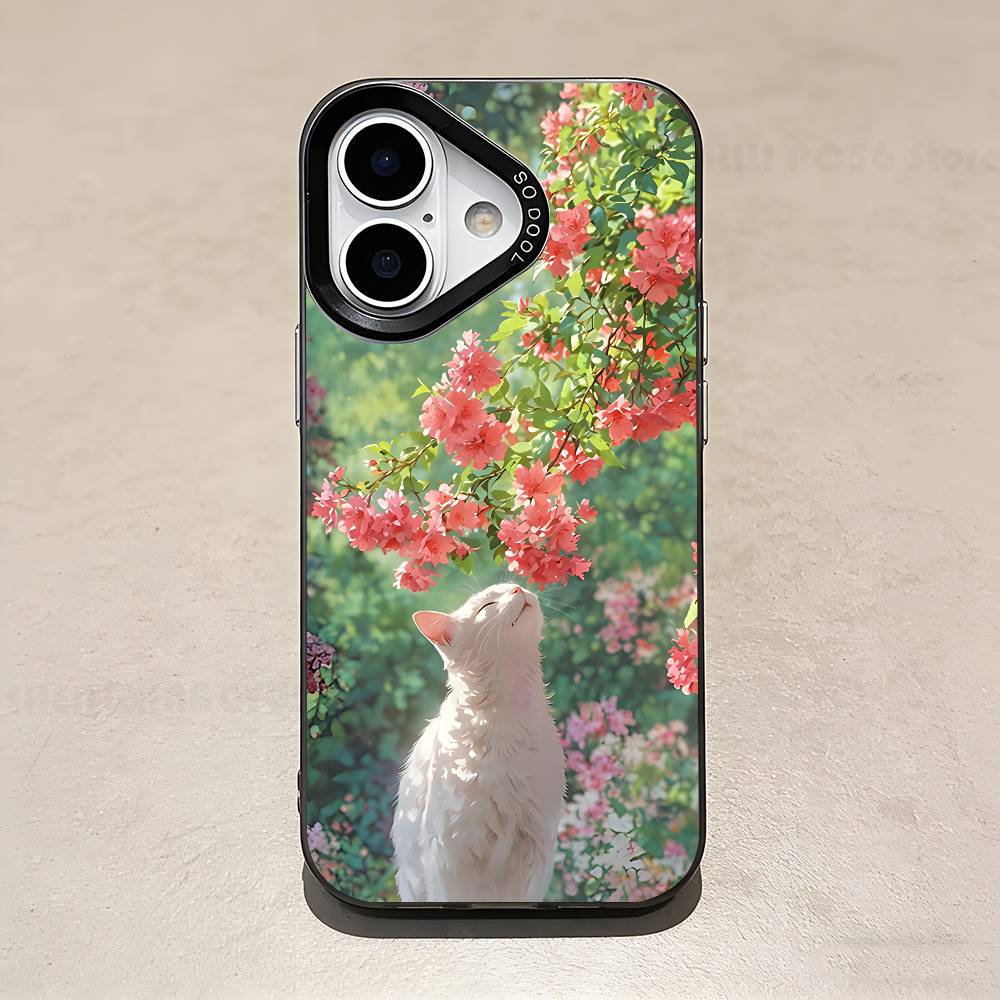 

Flowers Cats Case For IPhone 11 12 13 14 15 16 17 Pro Max XS X XR Cover iPhone12