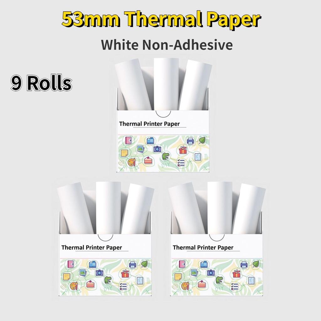 Termisk papir for T02 miniskriver, 53 mm 2" størrelse, M832 termisk papir, kompatibelt med T02 M832 M833 M834 bærbar skriver, termisk papir for notater
