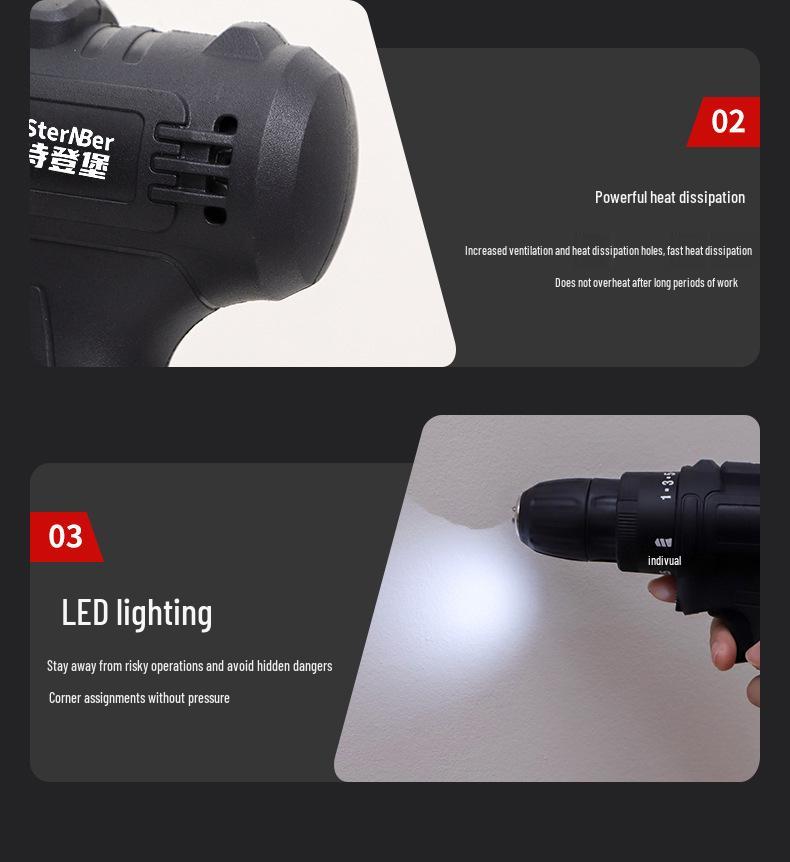 Rechargeable Lithium Electric Drill | Multi-Functional Handheld Impact Screwdriver