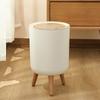 Durable Press Cover Waste Bin High Leg White Color Paper Basket with Lid Round Shape Trash Can Living Room