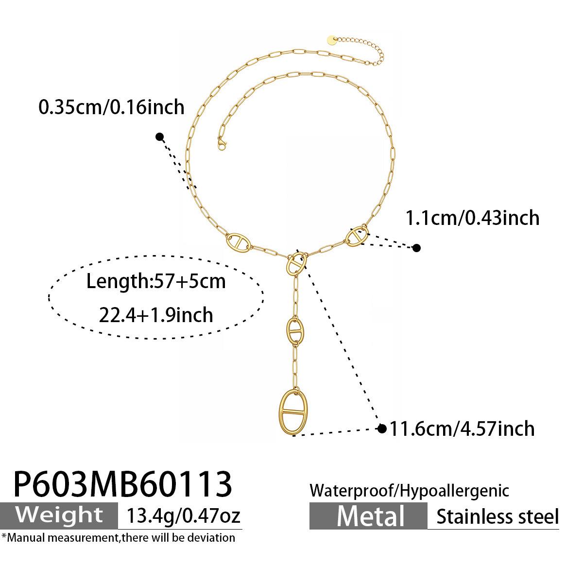 Двухслойное стальное ожерелье  Свиное рыло  - Геометрическая Y-образная цепочка для свитера, Стиль Ins, Длинная цепочка на ключицу