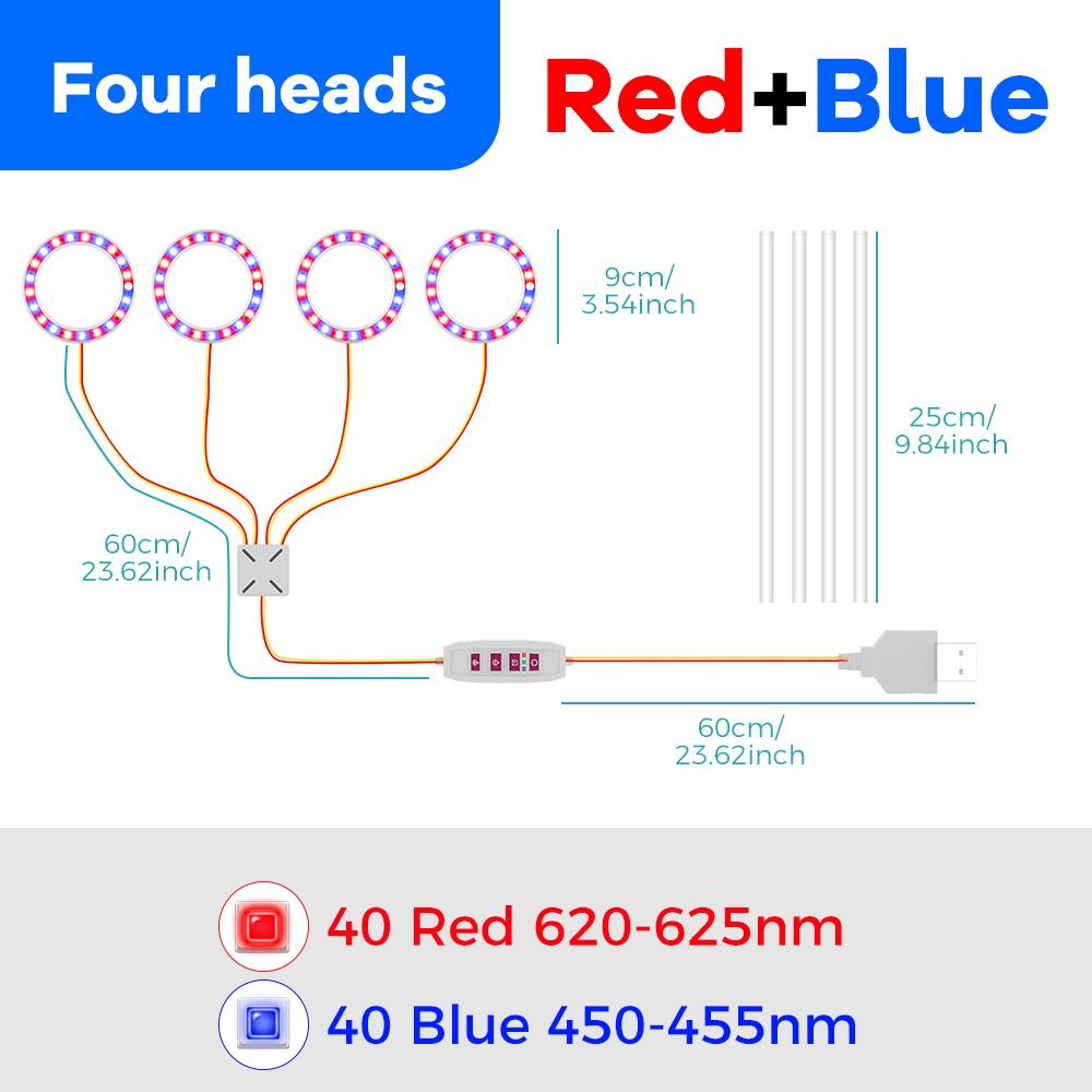 LED Plant Grow Light USB 5V Full Spectrum Hydroponic Dimmable Timer Auto On/Off Cactus Flowers Succulent Growth Cultivation Lamp