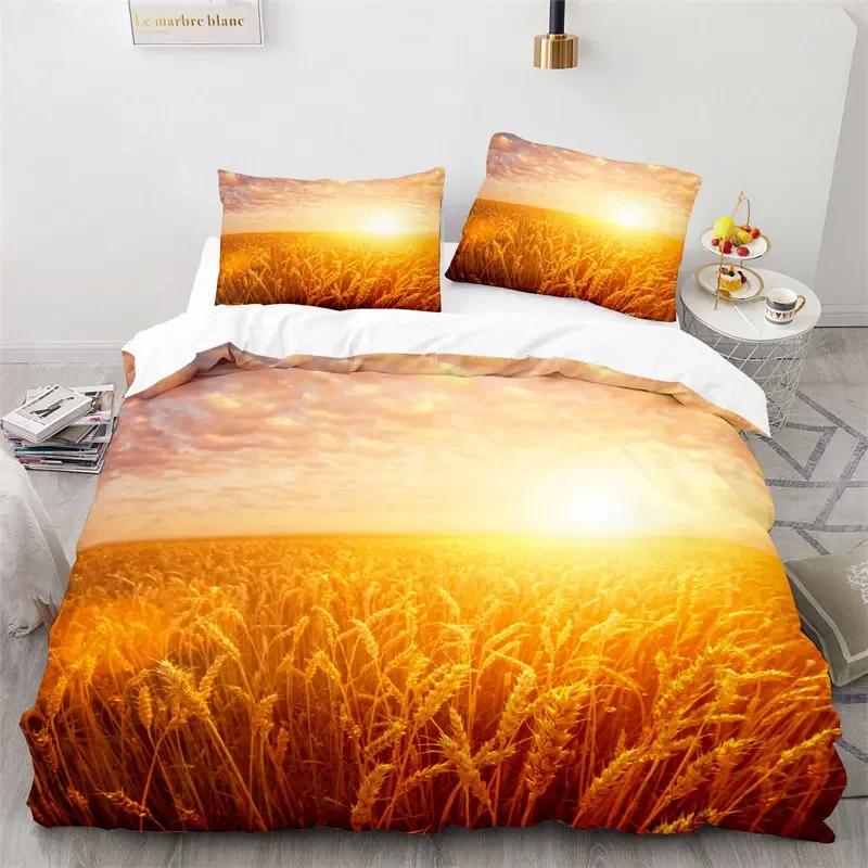 Yellow Wheat Field Duvet Cover Microfiber Bedding Set 3D Print Quilt Cover Twin Full King Queen For Adults Kids Bedroom Decor