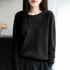 Women's Cable Knit Round Neck Pullover Sweater - Long Sleeve Knitwear for Autumn and Winter