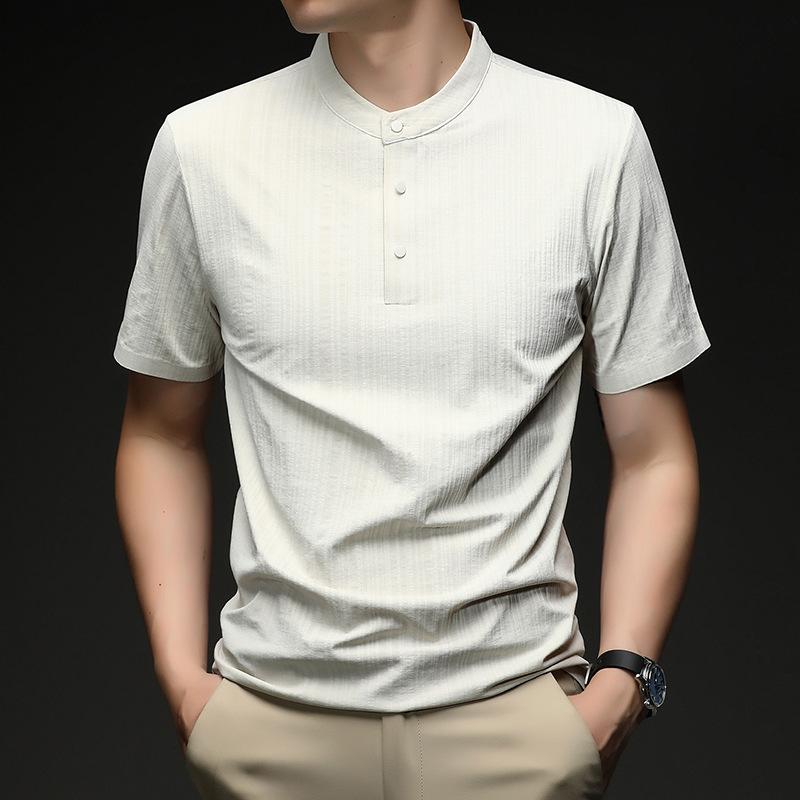 Wind Ice Skin-Friendly Men s Short Sleeve T-Shirt Breathable Skin-Friendly Top Summer M слоновая кость