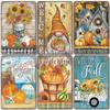 Welcome Poster Metal Plate Vintage Pumpkin Sunflower Bird Metal Tin Signs Wall Decor Garden Door Cafe Party