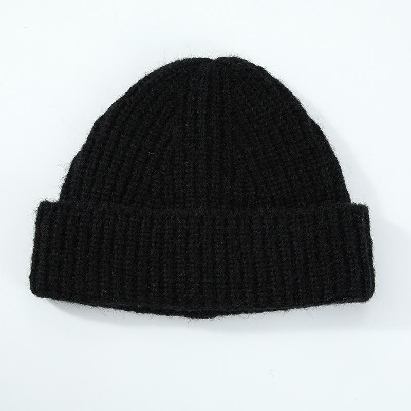 Outdoor Versatile Leisure Simple Solid Color Warm Including Wool Wool Knitted Hat Children Autumn and Winter Men's Cold Hat Tide