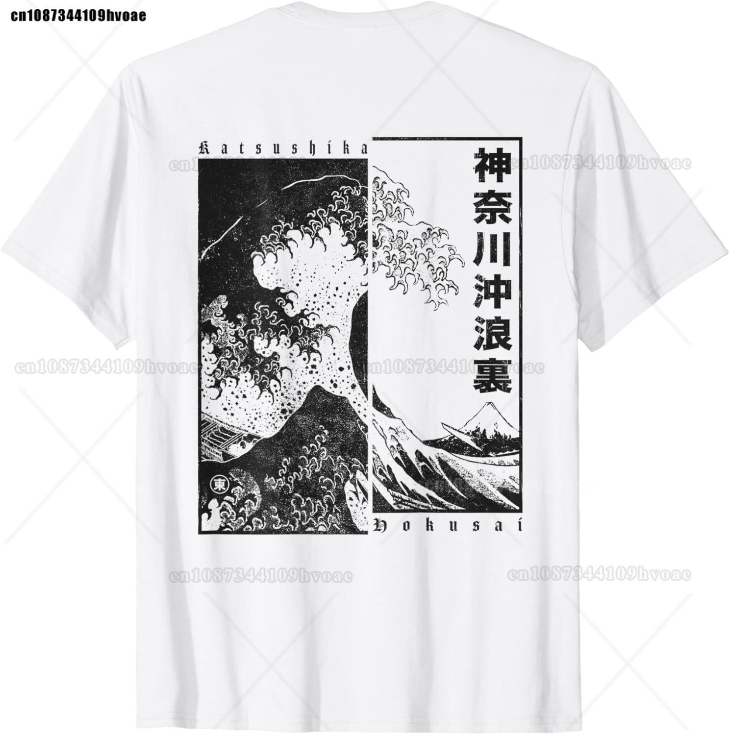 Мужская футболка с японской эстетикой «Большая волна у Канагавы» Хокусая S