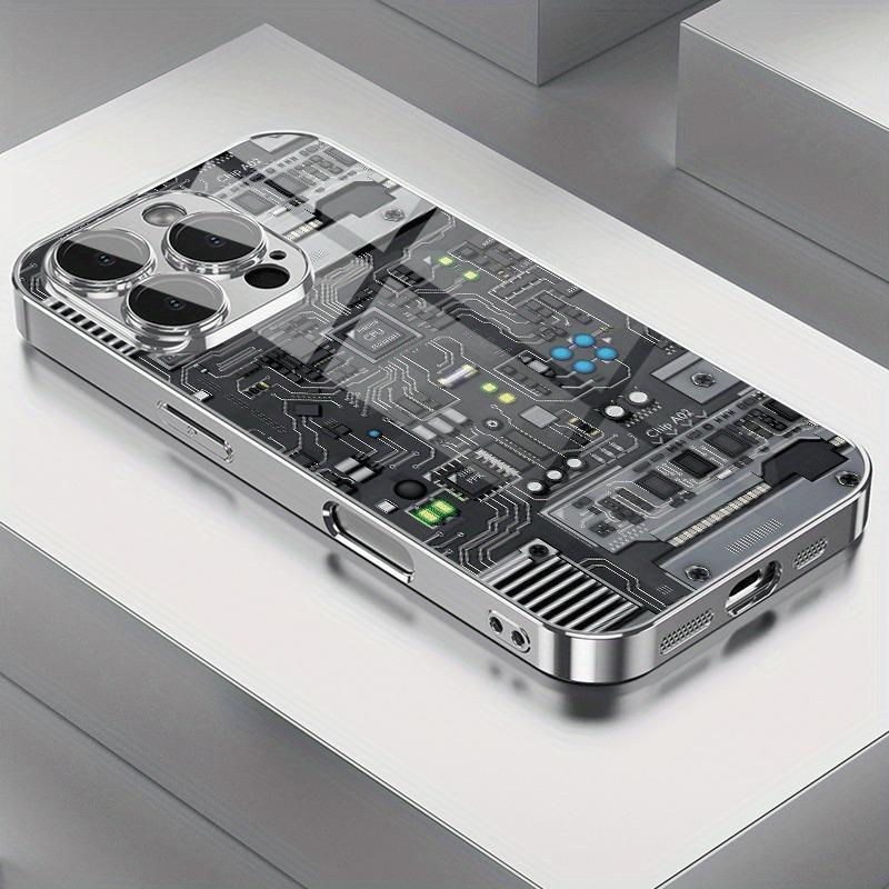 Creative Circuit Board Design Pattern Tempered Glass Electroplated Phone Case For Samsung Galaxy S23 S24 S25 Ultra Plus FE Cover