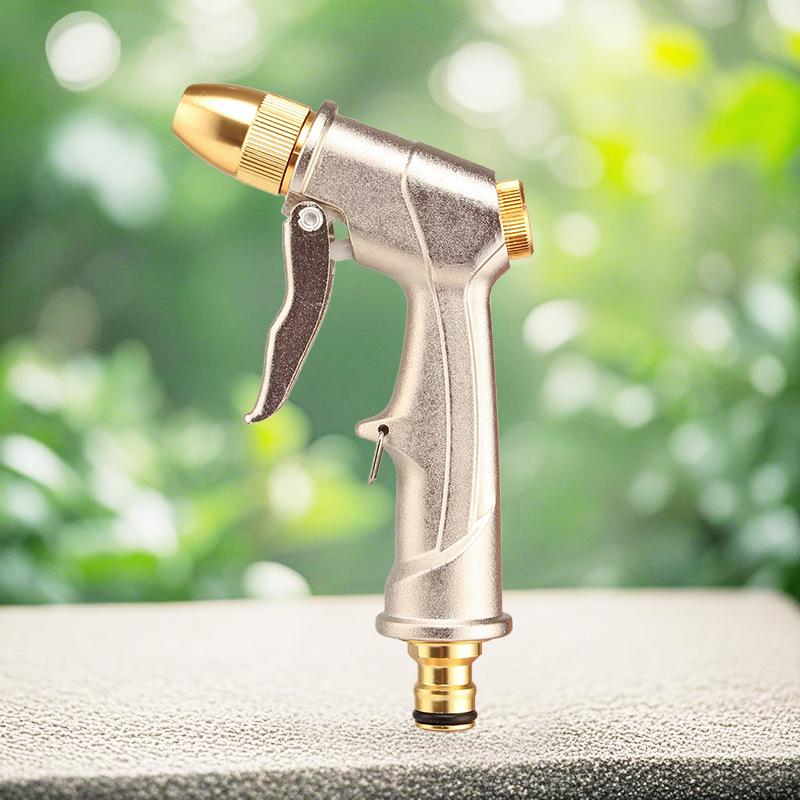 Heavy-Duty All-Metal Car Wash Nozzle - High-Pressure Spray for Household Use, Connects To Tap.