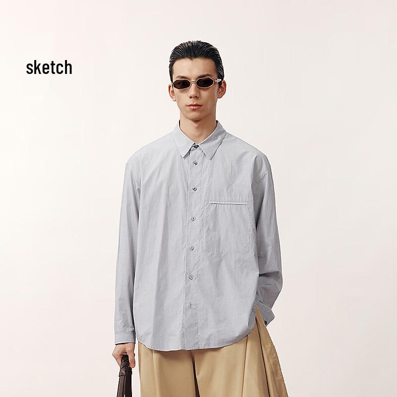 Men s Casual Striped Long-Sleeve Shirt L