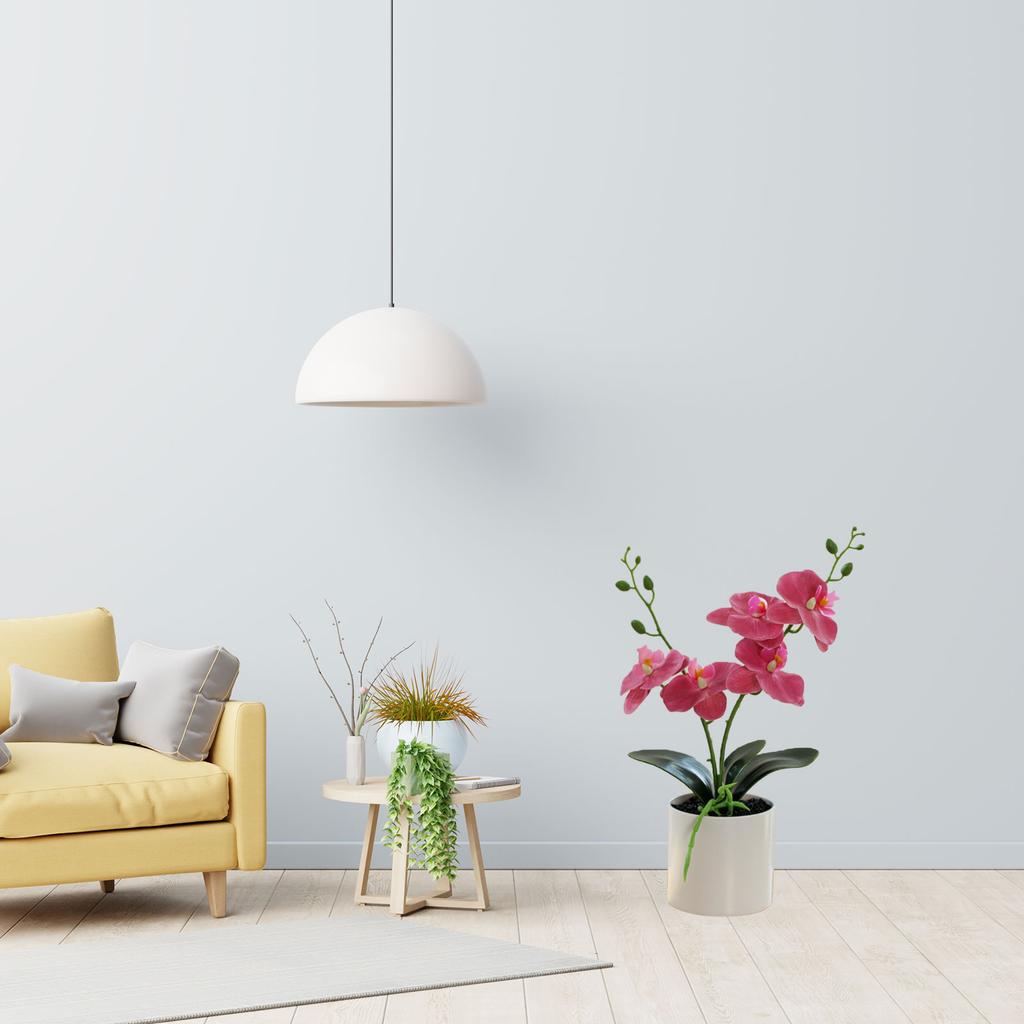 White Artificial Potted Flower Realistic Plastic Artificial Flowers Fake Plant for Bathroom Bedroom Living Room