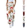 Women's Casual Christmas Print Sweatpants with Elastic Waist and Tapered Cuff Joggers