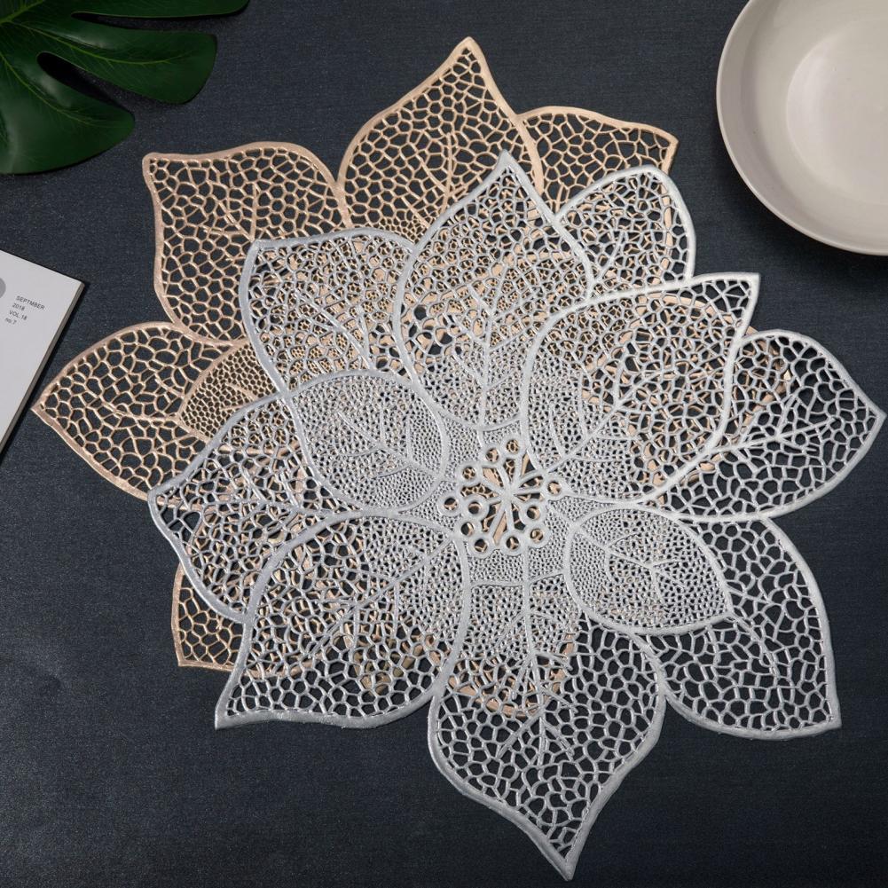 Blumenförmiges PVC Platzset Wasserdichte Tischmatte Familien-Essplatzset Tragbares Küchenplatzset für Restaurants Heimparty