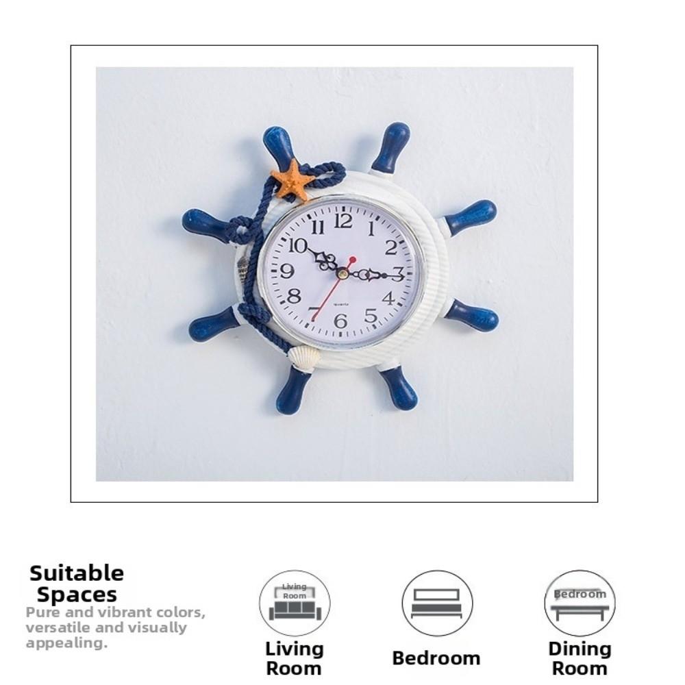 Wooden Steering Wheel Clock 8.46in Wooden Wall Clock Silent Sailing Ship Clock Home Decor