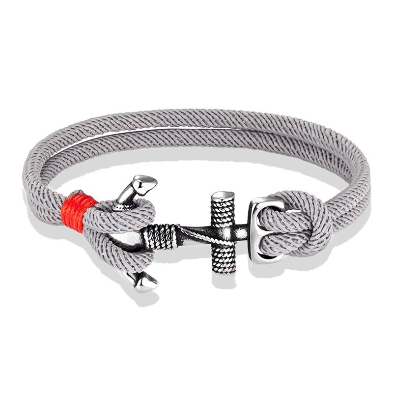Waterproof Anchor Bracelets Men Double Strand Nautical Survival Rope Bracelet for Women Stainless Steel Navy Sport Buckle