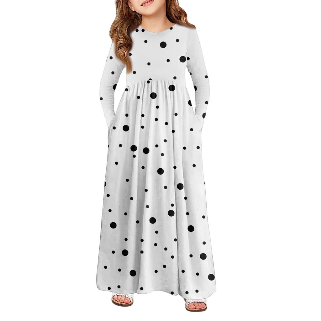 Girls' Maxi Dress - Long Sleeve Pocket Dress