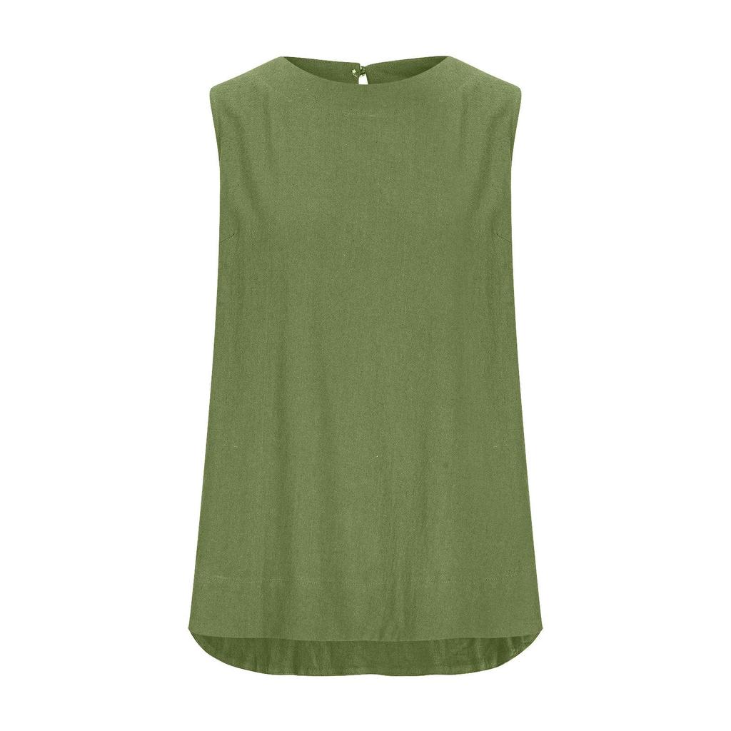 2024 Women's Plus Size Sleeveless Cotton-Linen Casual Top