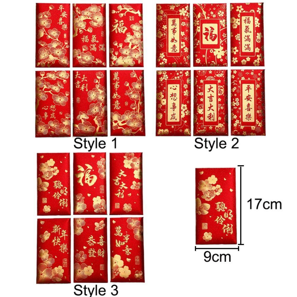 6 Stück Rote Tasche Neujahr Roter Umschlag Chinesischer Stil Geldtasche Frühlingsfest