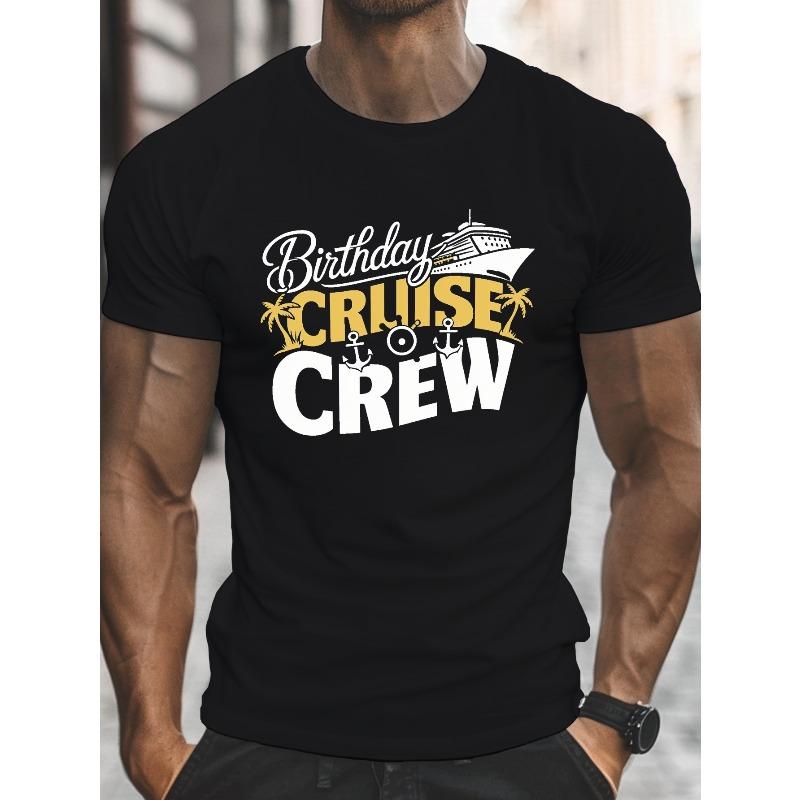 

European sizes Big & Tall Men s Summer T-Shirt - Casual Crew Neck with Party Cruise Graphic, Breathable Polyester, Machine Washable XL чорний