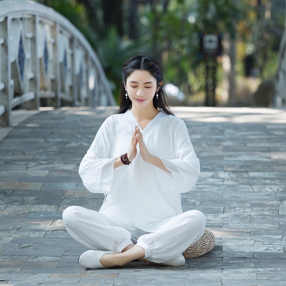 Women's Ethnic-Style Cotton Linen Zen Suit - Perfect for Tea Ceremony, Tai Chi, or Yoga