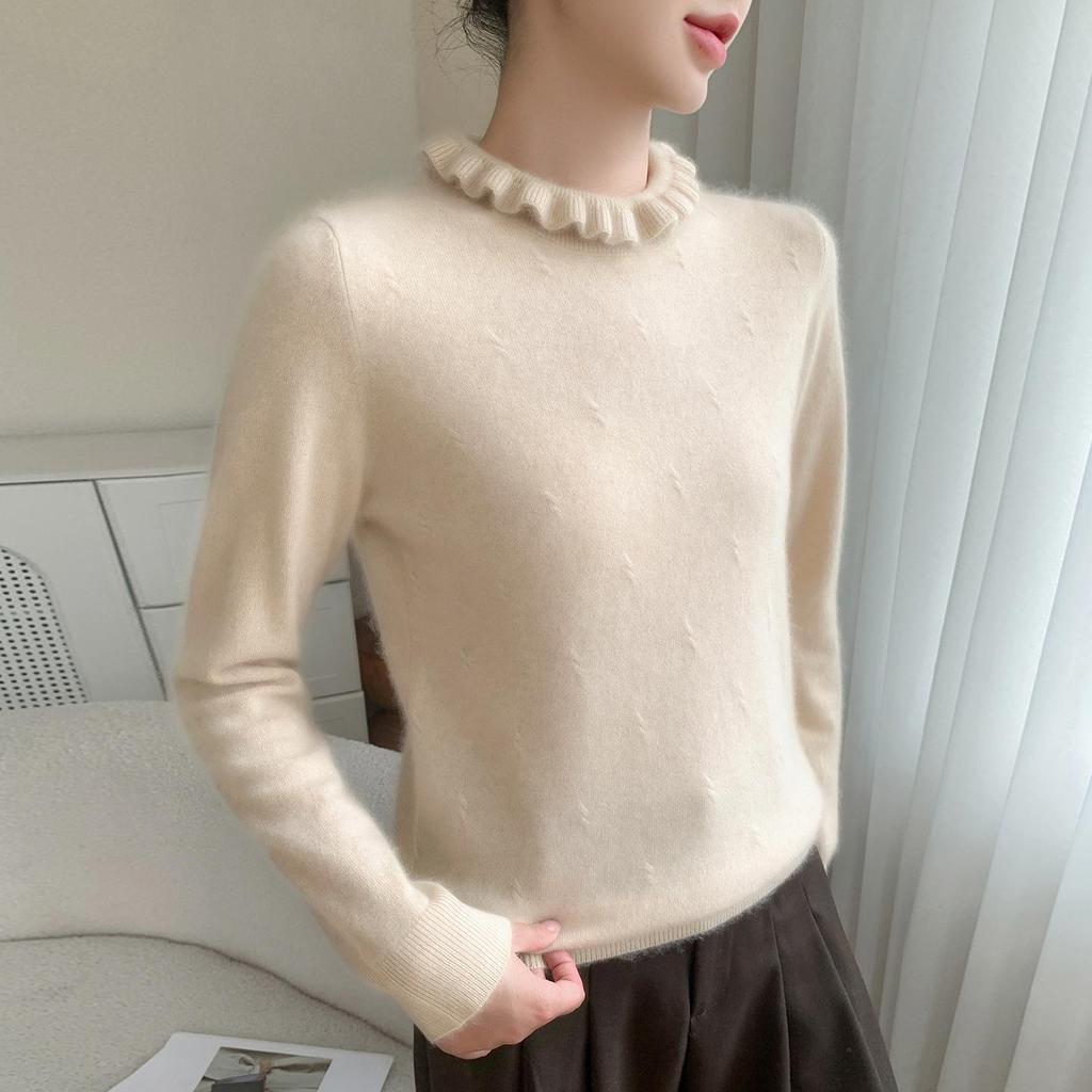 Soft Wood Ear Lace Cashmere Slim Fit Women's Sweater - Autumn/Winter 2025 Collection