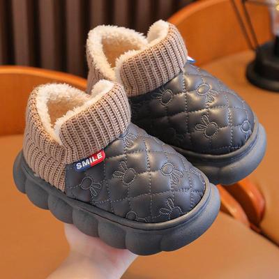 Children's Waterproof Velvet-Lined Cotton Shoes - Non-Slip Cartoon Bunny Design for Boys and Girls