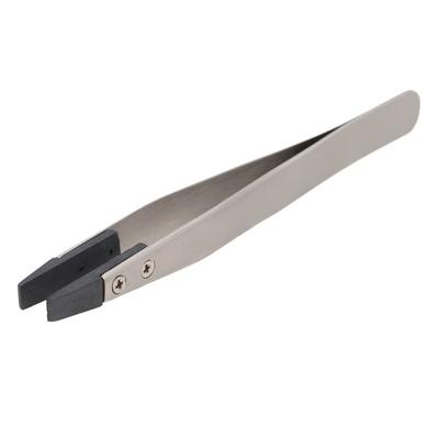 Pinça ESD Segura de Aço Inoxidável com Ponta de Plástico Reta Pinça Anti-Estática Ponta Fina Ponta Fina Pinça de Engenheiro