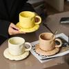 OLOEY Cream Style Ceramic Coffee Mug & Saucer Set