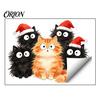 Santa Hat Cartoon Window Stickers Christmas Cling, Cats Sticker with Hat, Removable Creative Party Supplies PVC Static Glass Decal for Holiday Bedroom