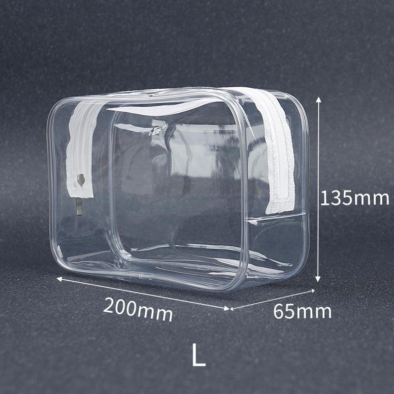 PVC Transparent Toiletry Bag Set: Waterproof, Multifunctional, Three-Piece Travel Makeup Storage with Printed Logo.