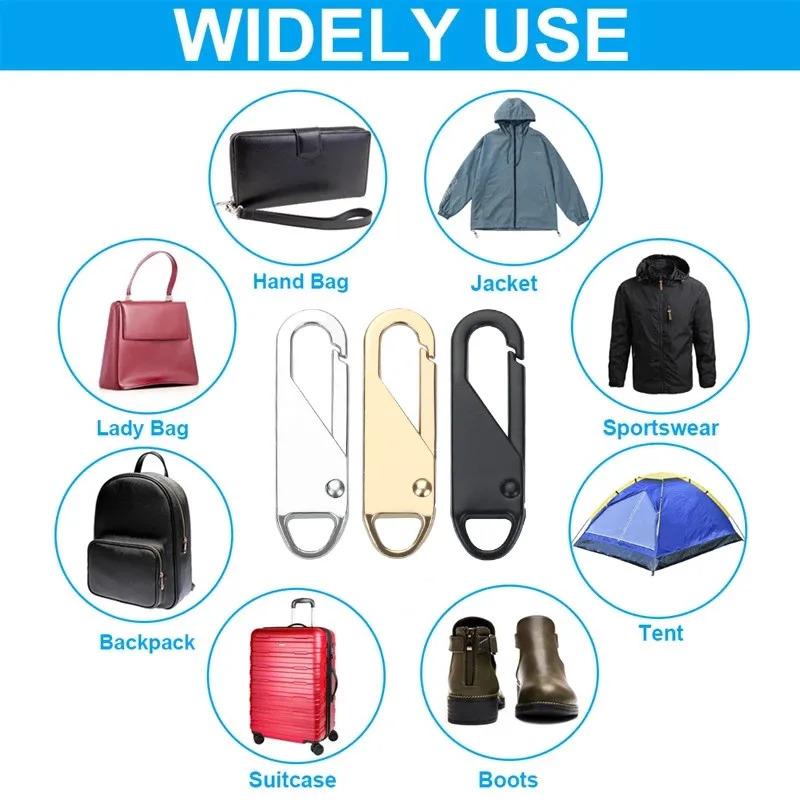 10pcs Zipper Sliders Cord Pack Universal Zipper Pull Repair Kit – Replaceable Metal Sliders & Strings for Clothing, Bags