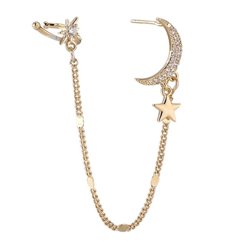 

Moon Star Ear Cuff Rhinestones Ear Cuff Tragus Earrings Non Piercing Earring Clip Ear Wrap Cuff No Pierced Jewelry Gift 1