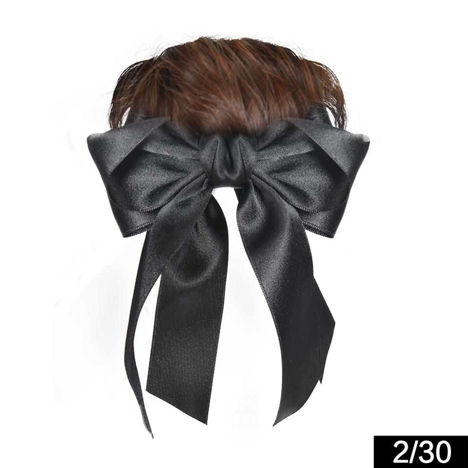 Synthetischer Dutt-Donut Schwarz Schleife Clip-In Stil Haaraccessoires Dutt-Perücke Haarverlängerungen Für Frauen Täglicher Urlaubs-Party-Gebrauch