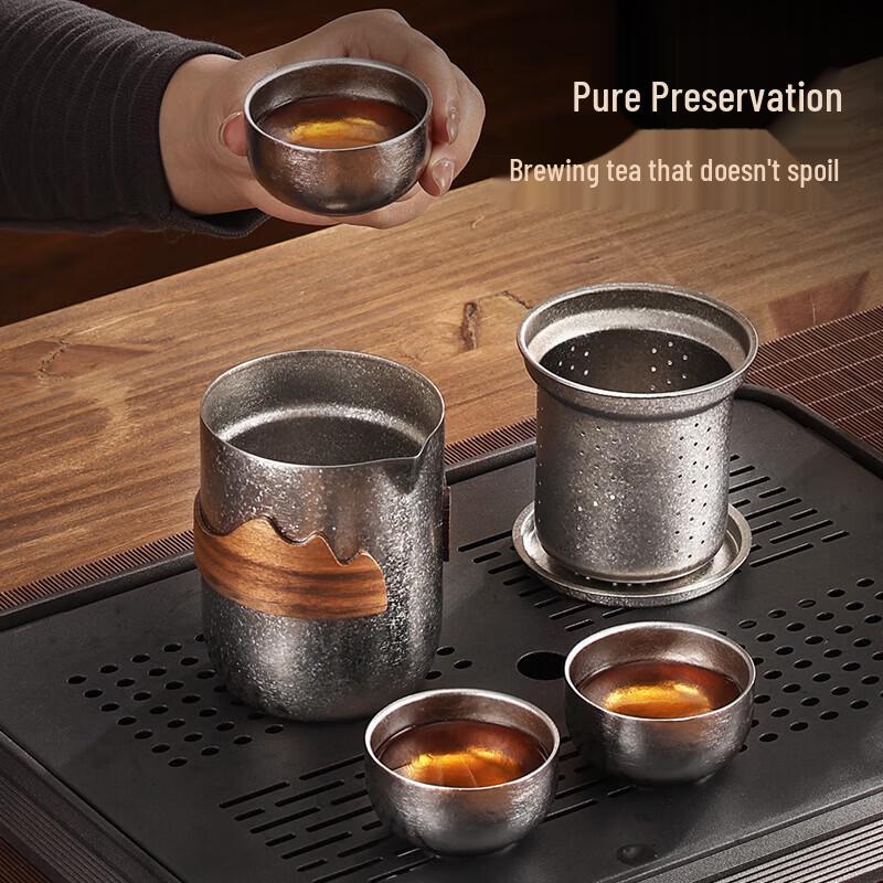 MAXCOOK Pure Titanium Travel Tea Set