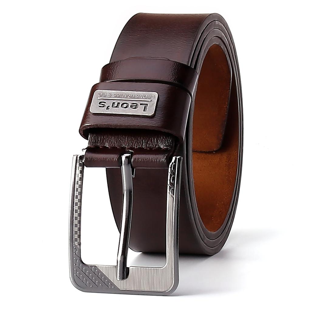New Men's Premium Casual Belt Minimalist Genuine Leather Strap with Classic Pin Buckle Adjustable Waist 30-42 for Business & Daily Outfits