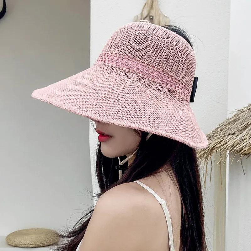 WTEMPO Pălării de Soare Femei cu Bor Lat, Culoare Solidă, de Primăvară-Vară, pentru Exterior, Respirabile, Pliabile, Casual, de Plajă, cu Protecție Solară