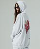 Heart Print Hoodie - White Melange