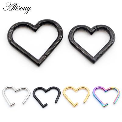 Alisouy 1PC Stainless Steel 16G Heart Women Lip Nose Ring Daith Piercing Jewelry Ear Hoop Tragus Clicker Cartilage Helix Earring