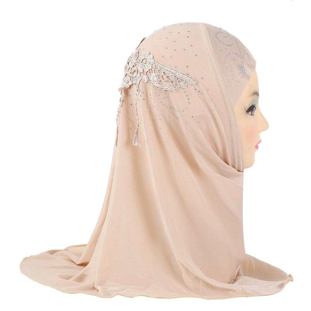 Easy To Wear Girls Instant Hijab Scarf Muslim Hijabs Handmade Flower Amira Lovely Flower Headscarf Turban for 2-6 Years Kids