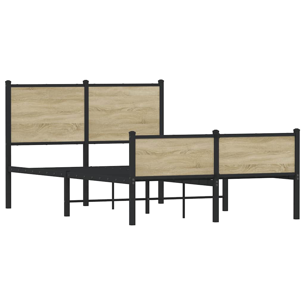 Metal Bed Frame without Mattress Sonoma Oak Finish 120x200 cm