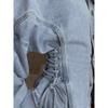 TrendHub Giacca Corta Vintage in Denim da Donna con Collo Bottoni Corsetto Allacciatura in Vita Maniche a Lanterna Regolabili Y2K Streetwear Capospalla