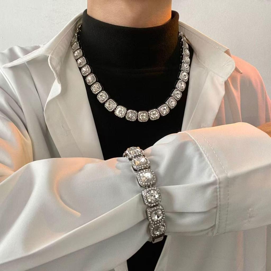 Vollbesetztes Strass-Rock Candy Halskette – Trendiger Europäisch-Amerikanischer Hip Hop Punk Stil, Inspiriert von Kubanischen Rappern