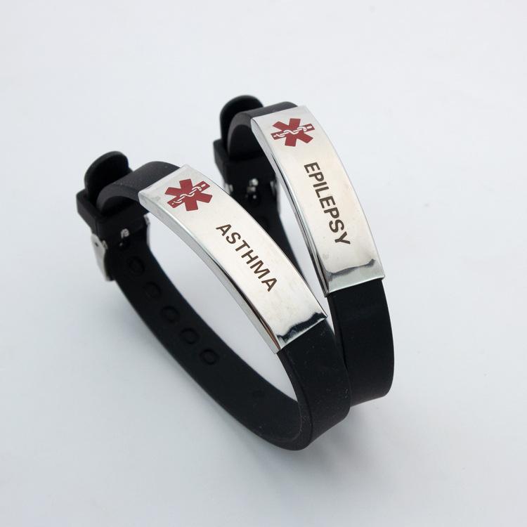 Trendy Medical Alert ID Bracelet Men PACEMAKER Wristband Adjustable Silicone Bracelets For Women Emergency First Aid