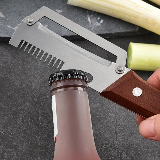 Vegetable Peeler With Wooden Handle Stainless Steel Blade Bottle Opener