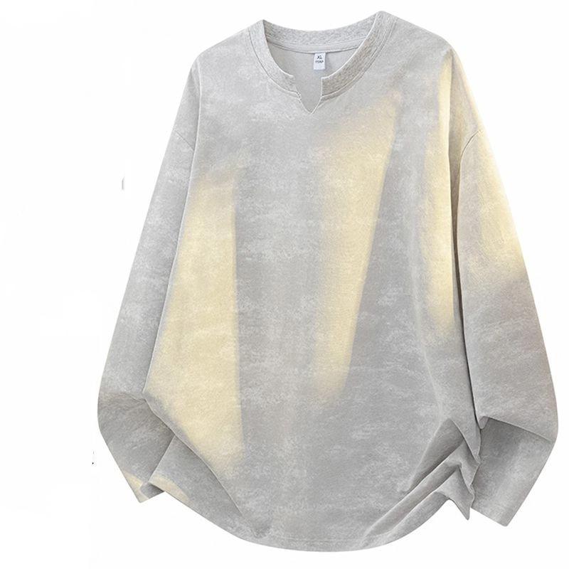 

Tie Dye Long Sleeved T-shirt Men s Autumn New Trend Casual Loose Hoodie Fashionable Versatile Vintage Top S белый