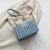 Checkered Metal Chain Single Shoulder Bag Women's Lock Buckle Crossbody Commuting Small Square Women