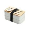 Microwave-Safe Double-Layer Bento Box with Bamboo Lid: Insulated, Divided Lunch Box for Students & Office Workers